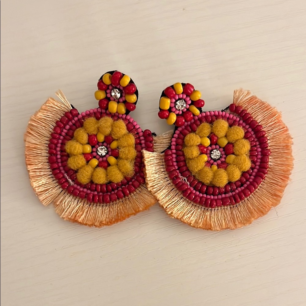 Colorful Beaded Fringe Earrings
